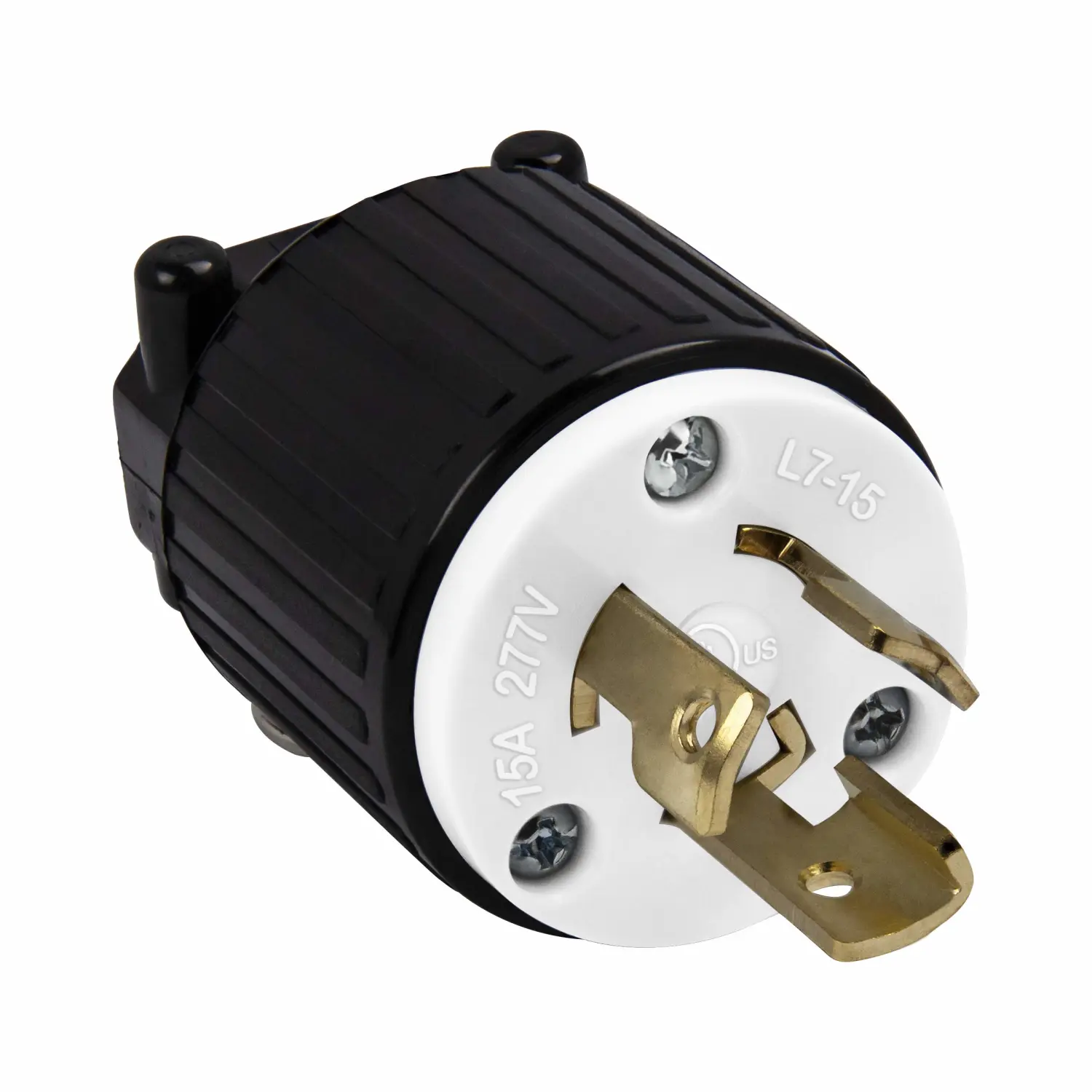 ENERLITES NEMA L7-15P Locking Plug Connector for Generator, Twist Lock Male Plug, 15 Amp, 277 Volt, 2 Pole, 3 Wire Grounding, Industrial Grade Heavy Duty, UL Listed, 66481-BK, Black