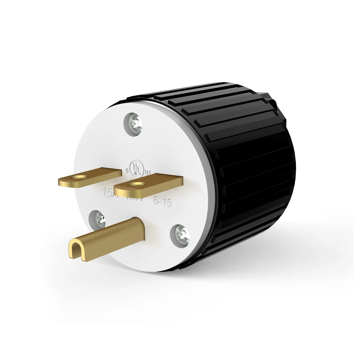 ENERLITES NEMA 6-15P Straight Blade Replacement Plug Connector, Male Extension Cord Ends, 15 Amp, 250 Volt, 2 Pole, 3 Wire Grounding, Industrial Grade, Heavy Duty, UL Listed, 66220-BK, Black