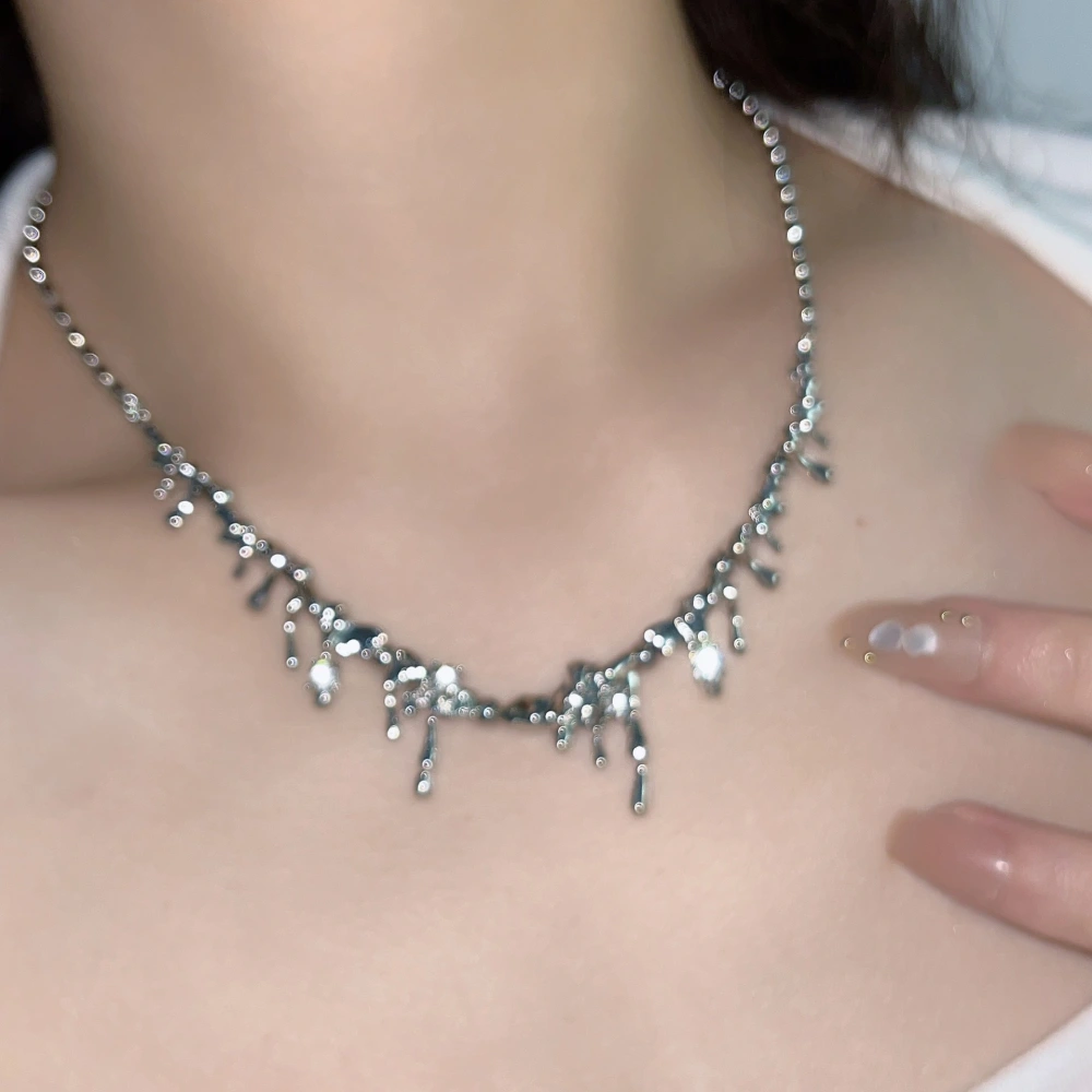 Stainless Steel Liquid Water Drop Lava Series Clavicle Chain Women