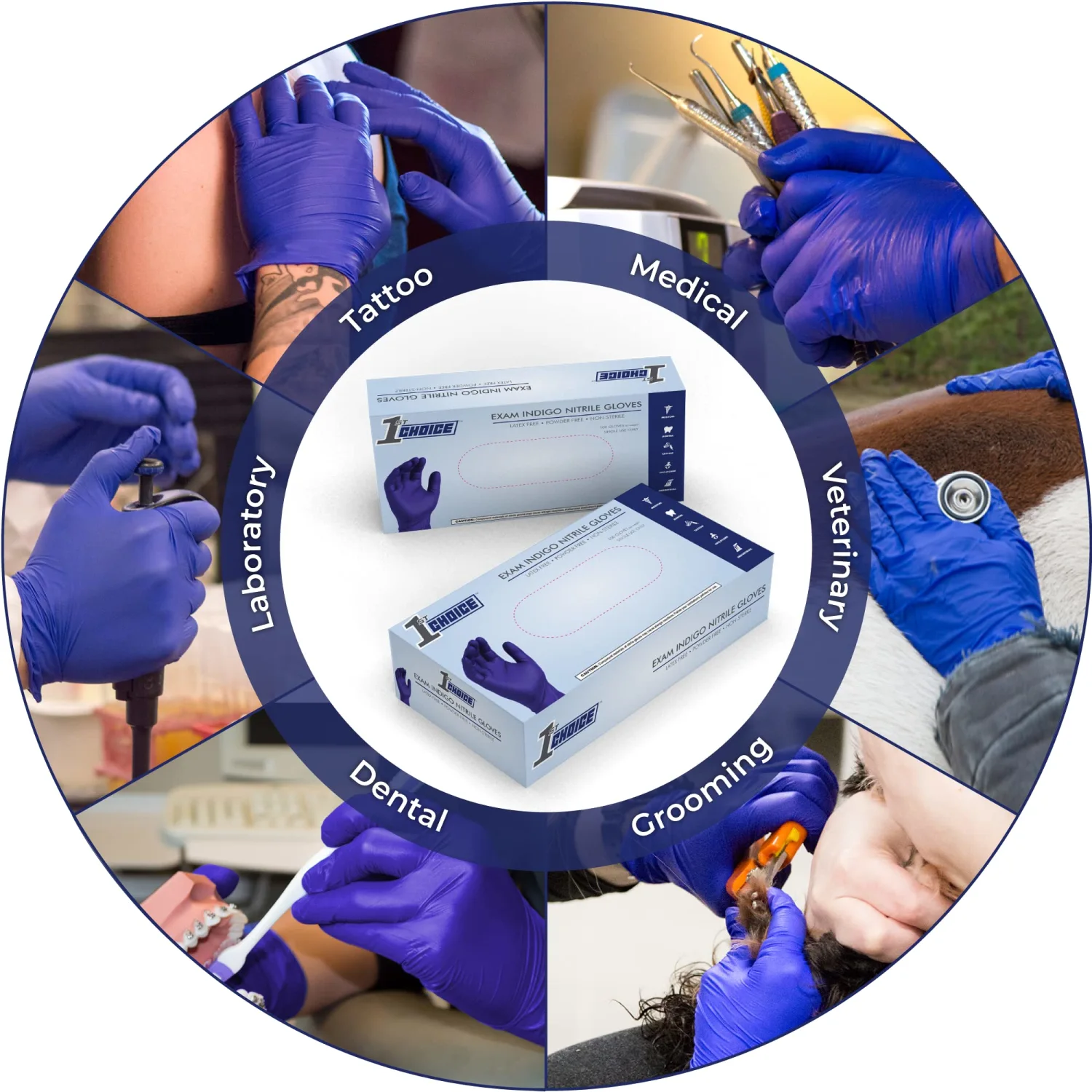 1st Choice Nitrile Disposable Gloves, 3 Mil Indigo Box of 100 Small Nitrile Gloves Disposable Latex Free - Medical Gloves