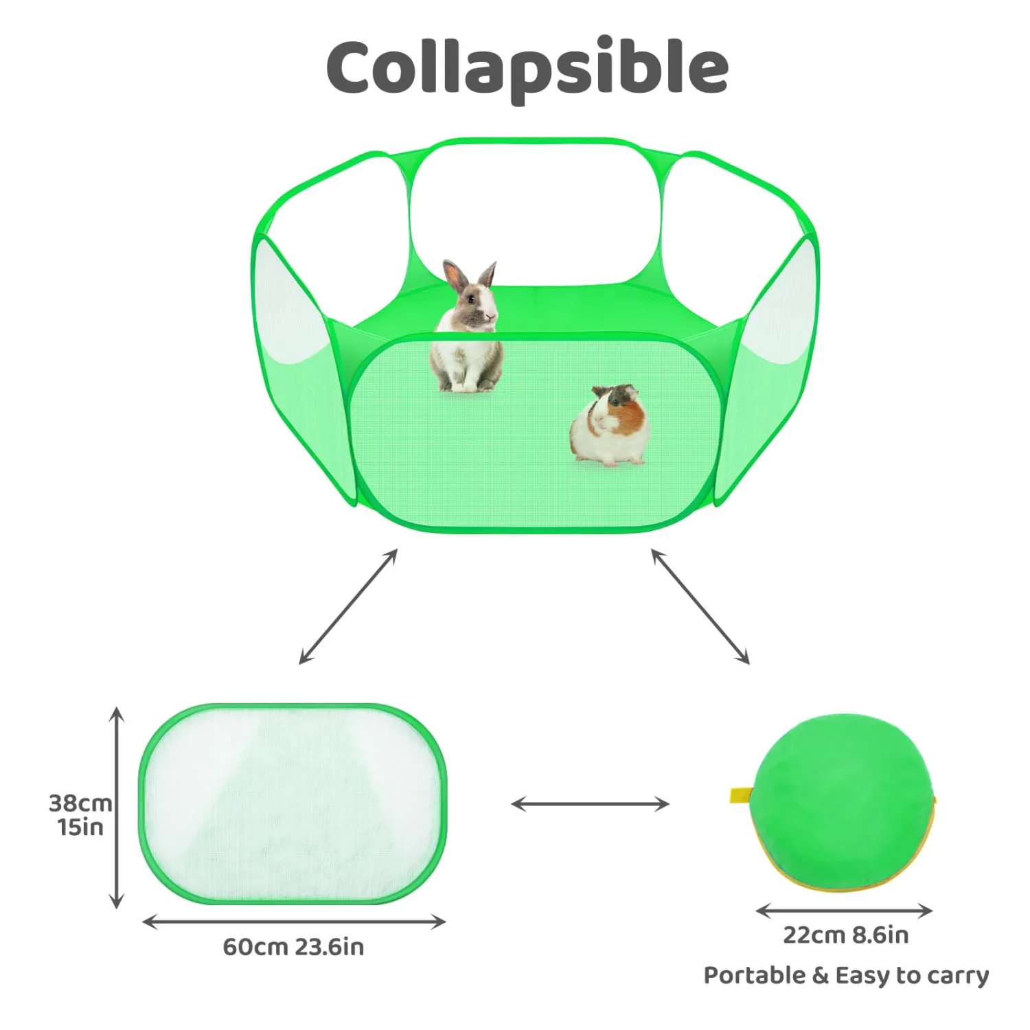 Small Animals C&C Cage Tent, Breathable & Transparent Pet Playpen Pop Open Outdoor/Indoor Exercise Fence, Portable Yard Fence for Guinea Pig, Rabbits, Hamster, Chinchillas and Hedgehogs