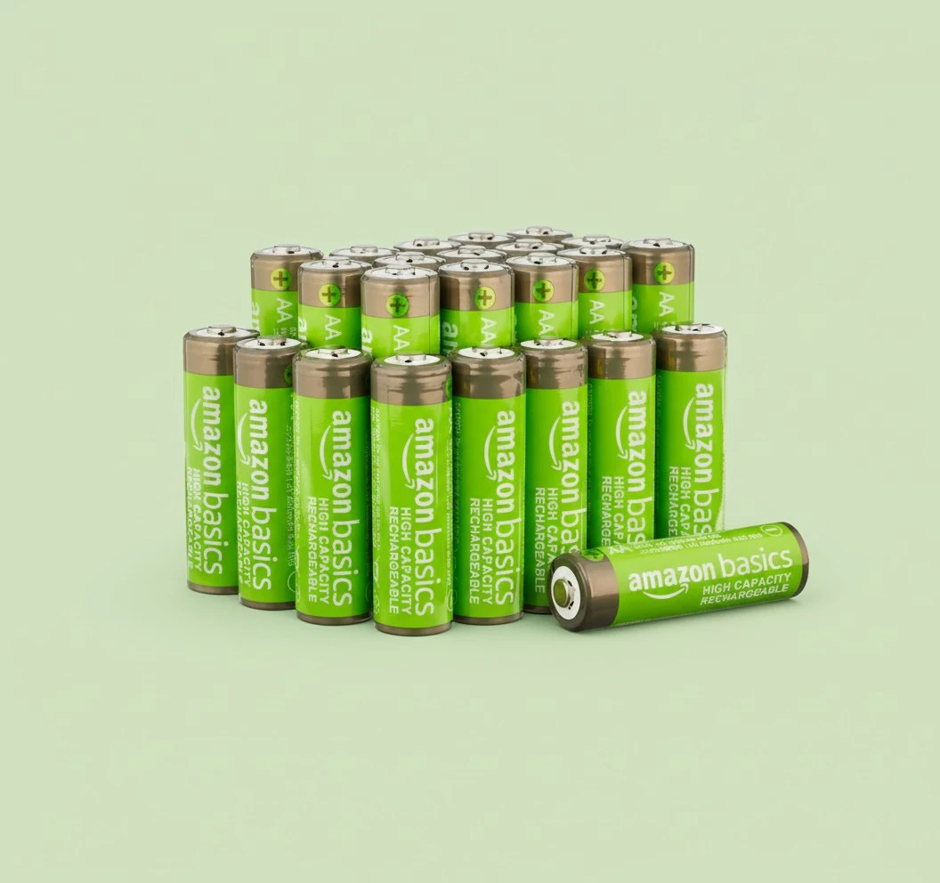 Amazon Basics Rechargeable AA Batteries, 24-Pack, 2400 mAh, NiMH High-Capacity Batteries, Recharge up to 400x Times, Pre-Charged