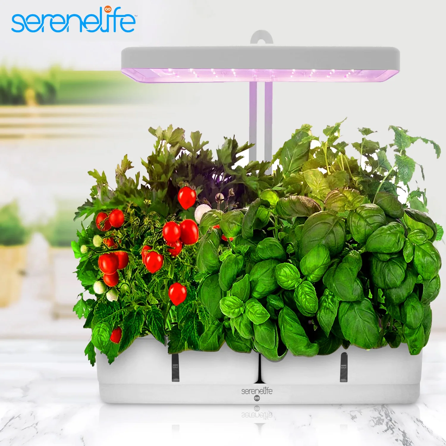 SereneLife 8 Pods Hydroponic Herb Garden, White