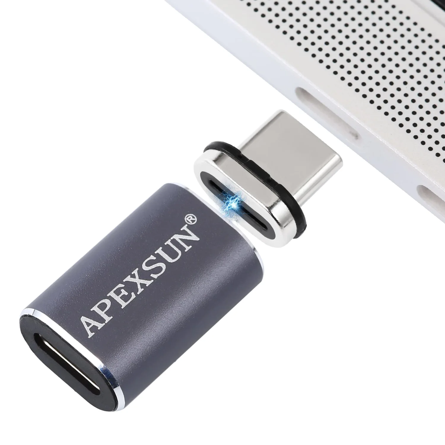 APEXSUN USB C Magnetic Adapter,24 Pins Type C Connector Support Thunderbolt 4,USB4.0, PD 100W Charge,40Gb/s Data Transfer,8K Video Output Compatible with MacBook and More USB C Devices(Straight)