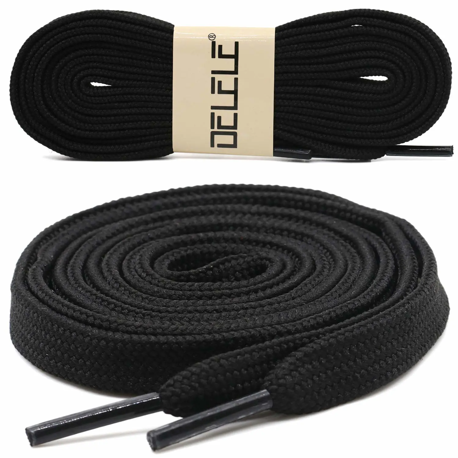 DELELE Solid Flat Shoe Laces: Hollow Thick Shoelaces for Sneakers 2 Pair