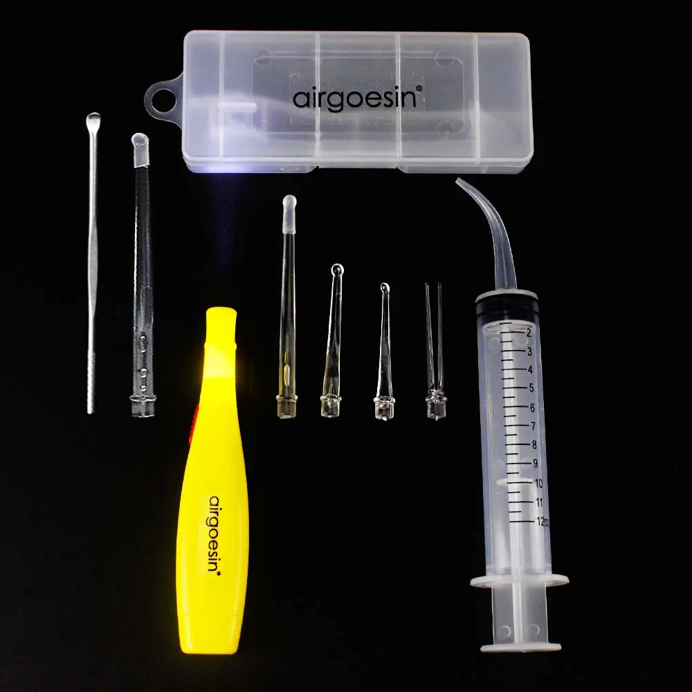 Airgoesin™ Upgraded Tonsil Stone Remover Tool, Yellow, 5 Tips, Tonsillolith Pick Case + 1 Irrigator Fresh Breath Oral Rinse
