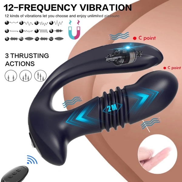 12 Vibrating Mode Prostate Masturbators Erotic Massager 3-Speed Thrusting Actions Dildo Vibrators for men Remote Control Anal Vibrator Sex Toys for Men