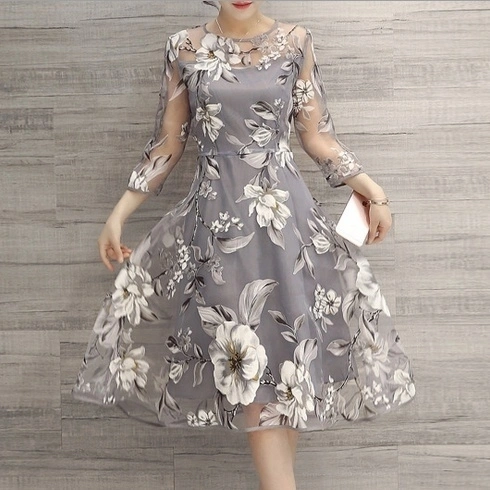 Fashion Dress Women Neck Lace Double Prom Party Beach Dress