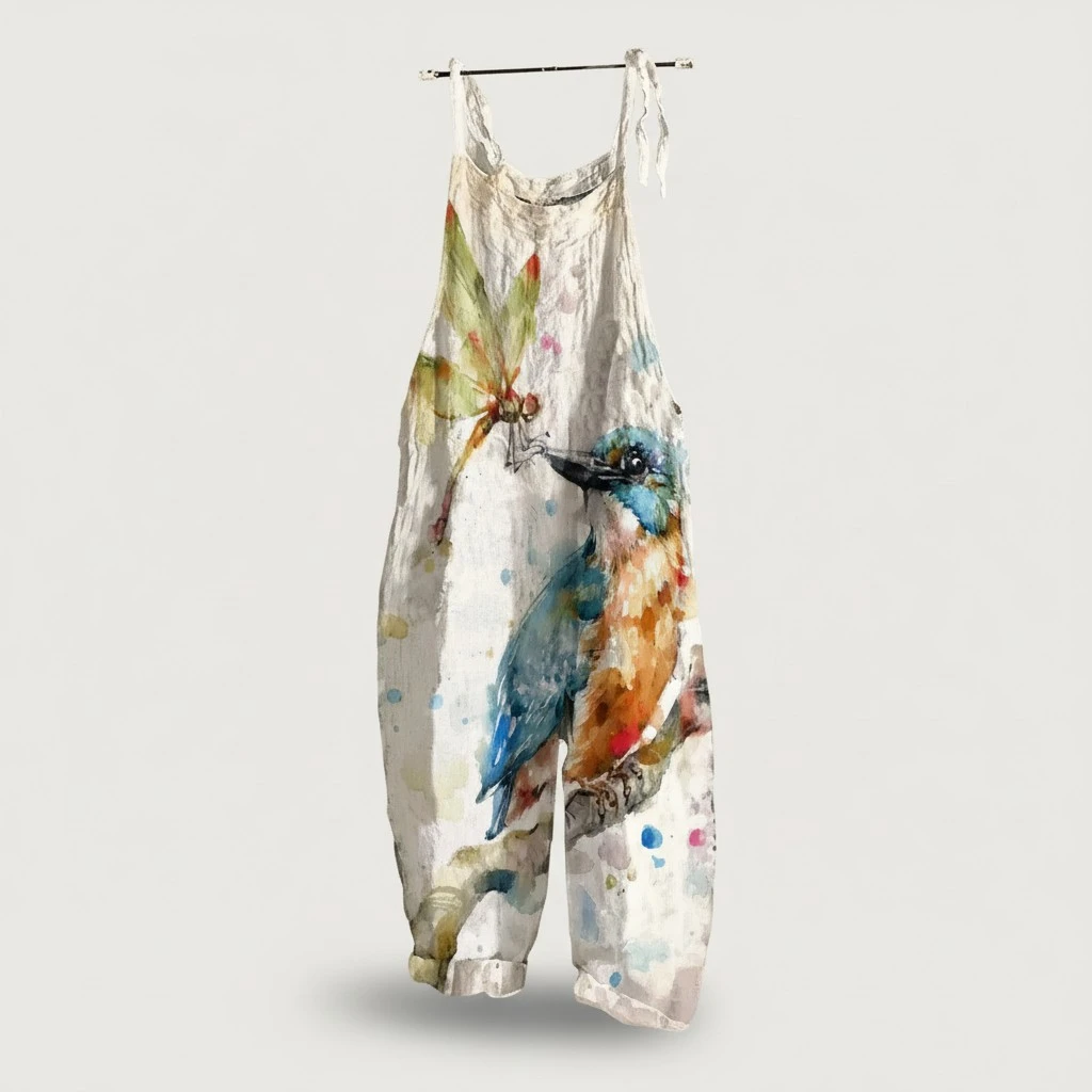 Women's Printed Suspenders New Summer Cotton And Linen Suspenders