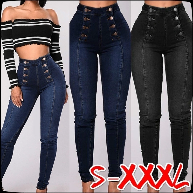 2023 Women's Fashion Stretch Skinny Leg Pants Butt Lifting Jeans High Waist Denim Pants