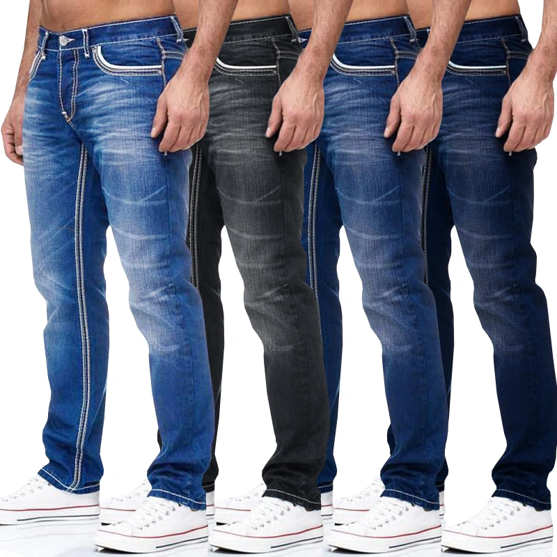 Men Autumn Fashion Casual Skinny Slim Fit Straight Stretch Demin Long Jean Pants Jeans
