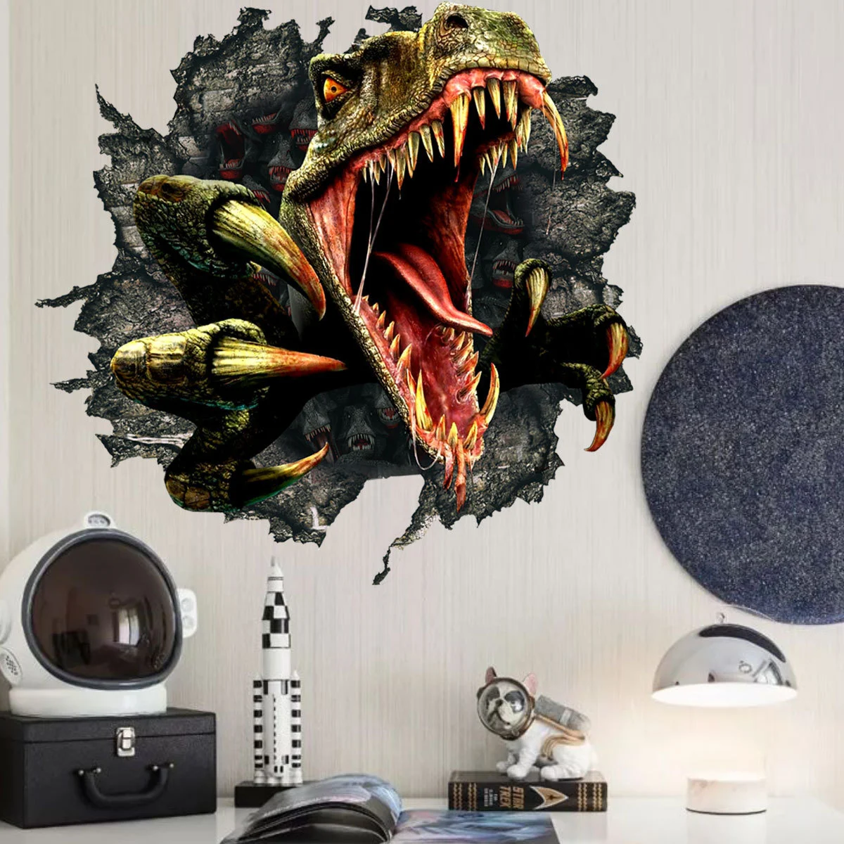 3D Broken Wall Dinosaur Living Room Bedroom Background Wall