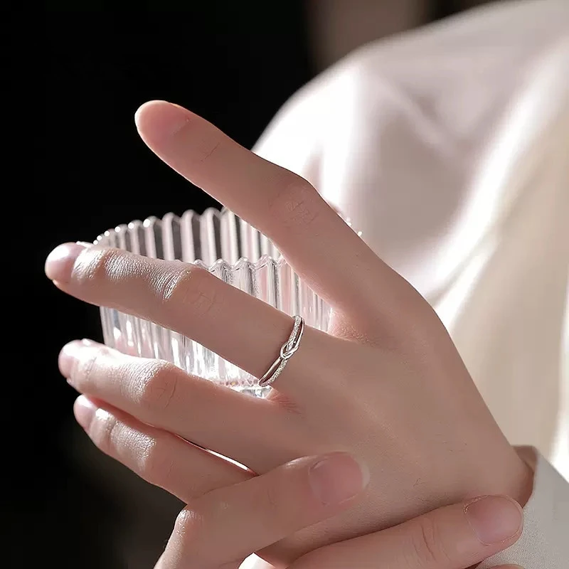 Sterling Silver Star Ring Female Niche Design Index Finger Plain Ring Opening Ring