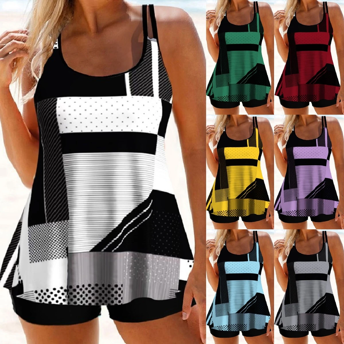 New High Quality Summer Women T-Shirt U-neck Lady Tops T-Shirt Casual T-Shirt Spaghetti Strap plaid T-Shirt Plaid Top Plus Size S-5XL