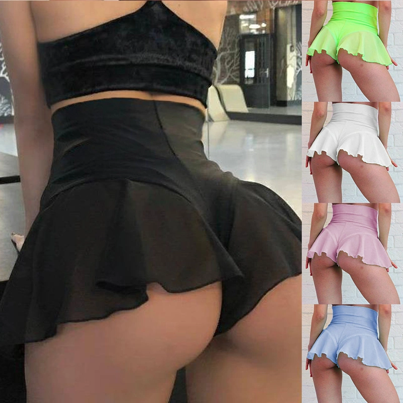 2021 Hot New Female High Waist Pole Dance Ruffle Shorts Hot Pants Mini Tight Bikini Pleated Fitness Shorts Gift for Her