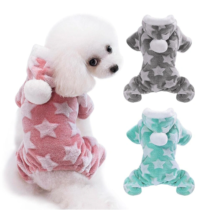 Pet Fashion Dog Hoodie Cute Coat Star Print Plush Sweater Clothes Warm Outswear Lovely
