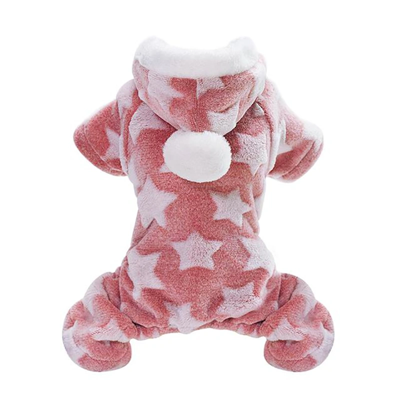 Pet Fashion Dog Hoodie Cute Coat Star Print Plush Sweater Clothes Warm Outswear Lovely
