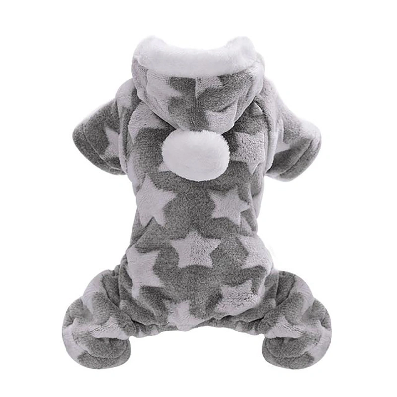 Pet Fashion Dog Hoodie Cute Coat Star Print Plush Sweater Clothes Warm Outswear Lovely