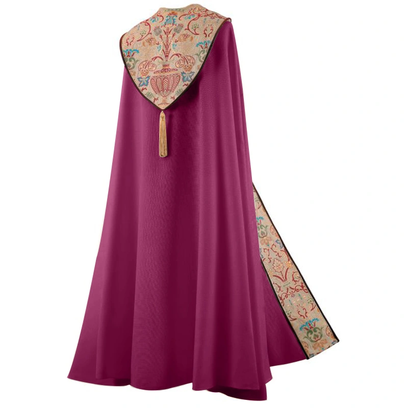 3 Colors Plus Size 5XL Priest Costume Celebrant Catholic Men Church Clergy Cape Fathers Chasuble Catholic Clergy Print Long Coat