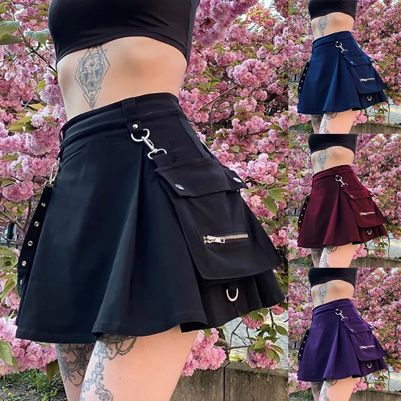 2020 New Fashion Women Halloween Cosplay Party Short Dress Skirt Retro Style Midi Skirt with Bag