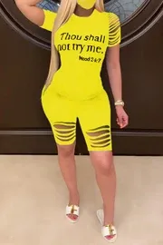2020 Women's Summer Fashion Casual Plus Size Letter Slash Two Piece Sets Plus Size S-5XL