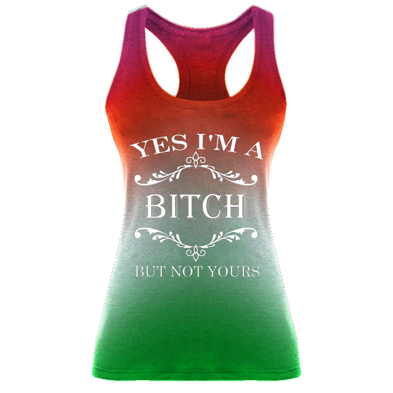 Women's Fashion Letters Print Yes I'M A Bitch But Not Yours Tie Dye Casual Tank Top