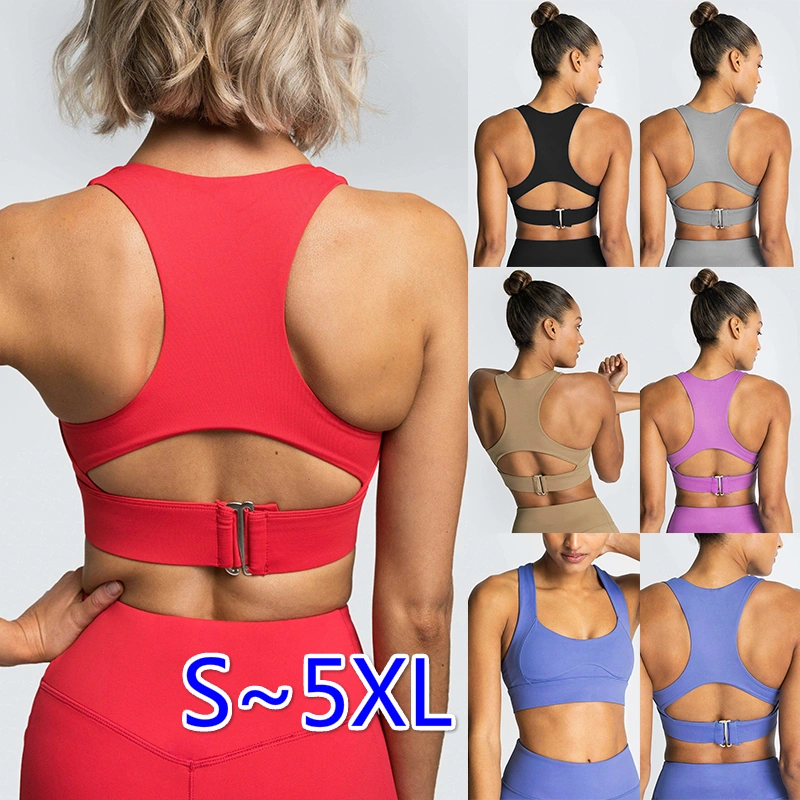 Women designed Fashion Elastic Halter Sport Bra Vest Yoga Fitness Tops Push Up Lingerie Sleeveless Backless Vest Crop Top Bra Plus Size S~5XL