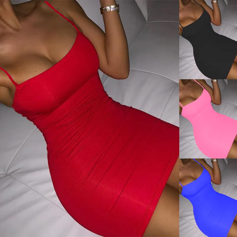 Women Solid Color Strappy Mini Dress Summer Fashion Sleeveless Short Dress Plus Size