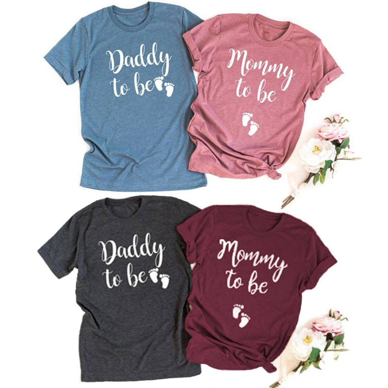 New Parents Fashion Letter Printed O-neck Short Sleeve Tops T-shirts Plus Size Lovers Expecting Baby Pregger Pregnancy Clothes Tees(Unit sales) for MEN