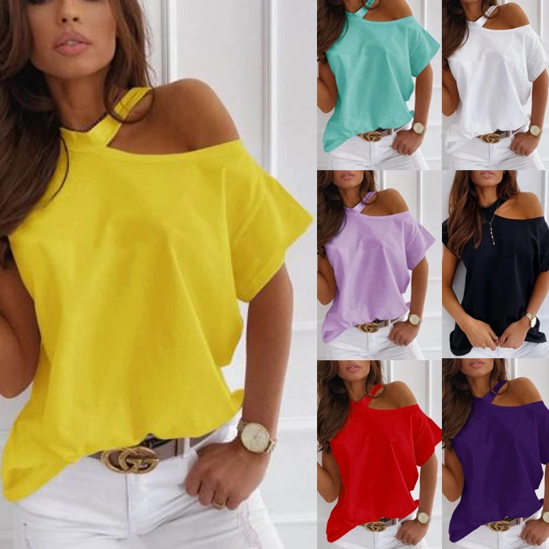 7 colors women fashion Mock Neck Cut Out solid color short Sleeve Blouse casual top