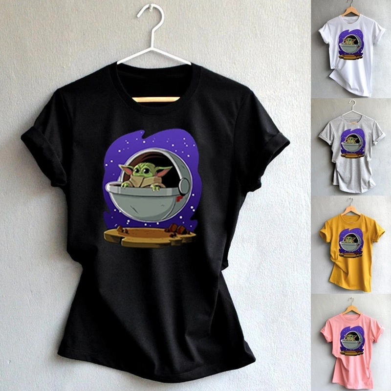 Baby Yoga Women Fashion Short Sleeve T Shirts Cotton Casual Funny Shirt Cartoon Graphic Tops