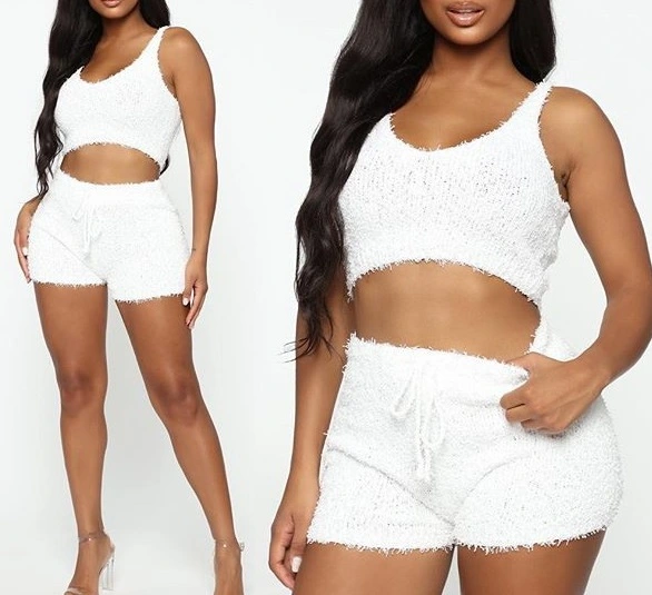 5 Color New Women Fashion Solid Color Two Piece Suit Top and Pants Casual Crop Top Suit for Women Plus Size S-2XL