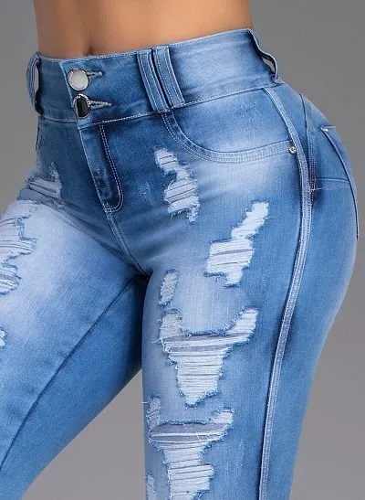 Women Fashion  Ripped High Waisted Jeans Tight Denim Pants Ripped Jeans Long Pants