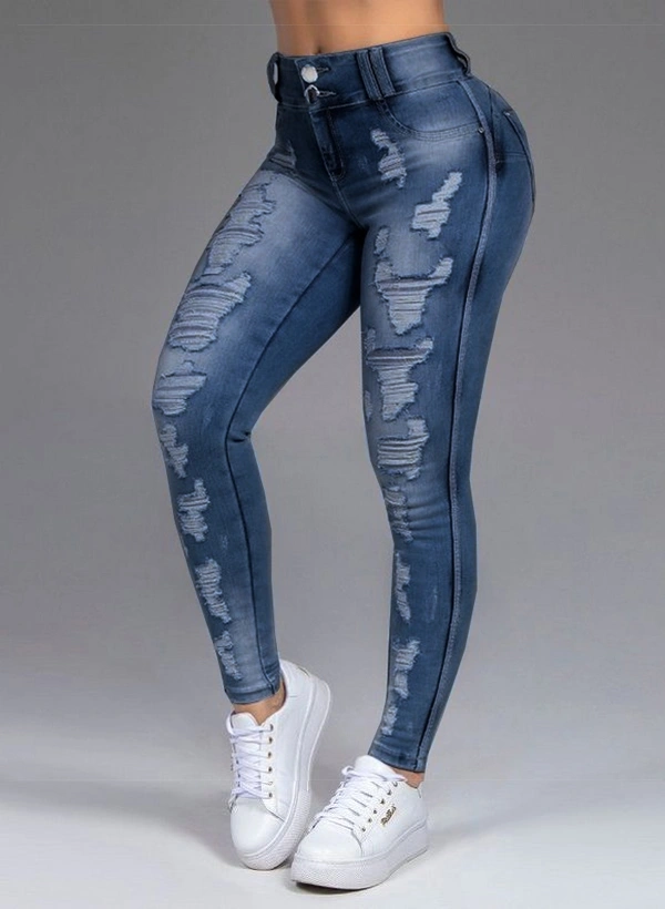 Women Fashion  Ripped High Waisted Jeans Tight Denim Pants Ripped Jeans Long Pants