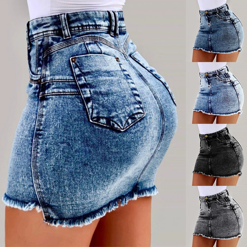 Denim Skirt Fashion Women High Waist Bodycon Denim Package Hip Skirts