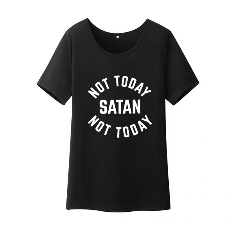 Christian T Shirt Women Not Today Satan Letter Printed Tshirts Cotton Women Funny Harajuku Casual Tee Shirt Femme