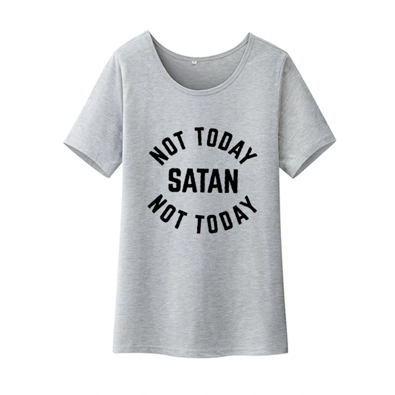 Christian T Shirt Women Not Today Satan Letter Printed Tshirts Cotton Women Funny Harajuku Casual Tee Shirt Femme
