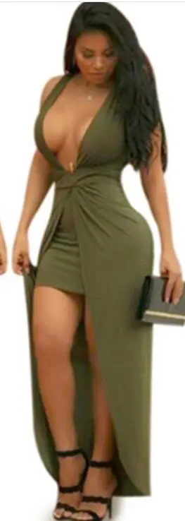 S-XXXXXL Women's Fashion Party Dresses Deep V Neck Low Cut Dresses Costume Solid Color Floor Length Dess Slim Fitting Women Clothes