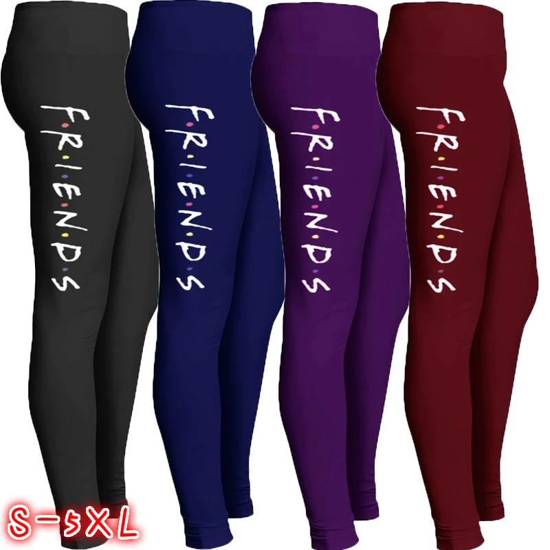 4 Colors 2020 NEW Women's Fashion Friends TV Show Letter Print Trousers Spring Autumn Casual Leggings Skinny Pants Yoga Leggings Plus Size