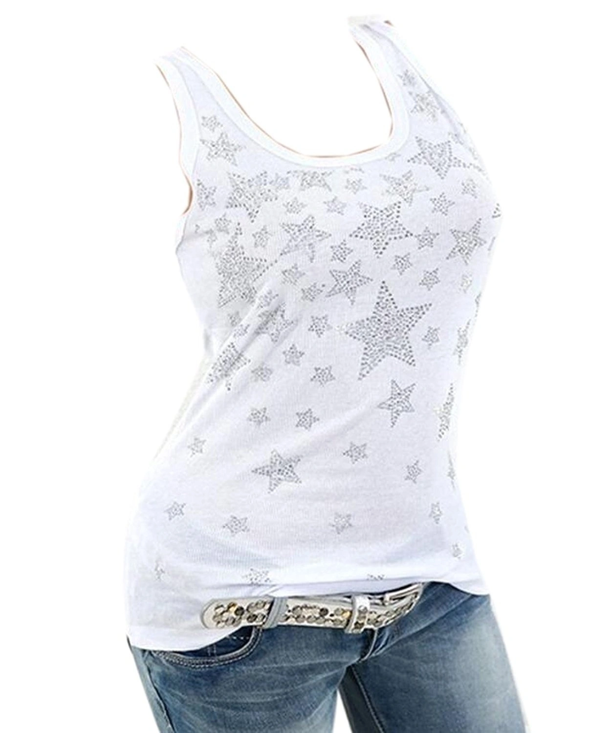 5 Colors Women Fashion Tank Top Sequin Star Slim Fitting Vest Summer Shirt Causal Female Tops Plus Size S~5XL