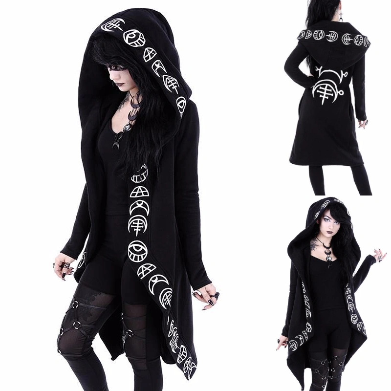 Women's Fashion Gothic Punk Hoodie Girls Ladies Jacket Coat Cardigans Halloween Costume