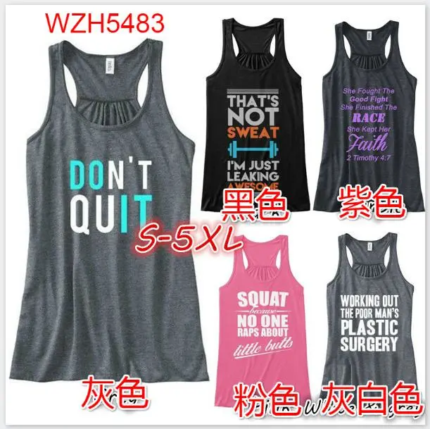 Women Fashion Plus Size Summer Letter Print Casual Loose Cotton Tank Top T-shirt