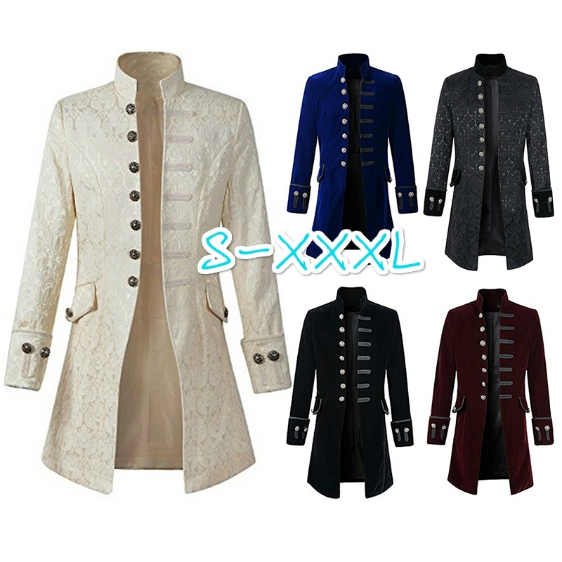 Mens Velvet Goth Steampunk Victorian Frock Coat