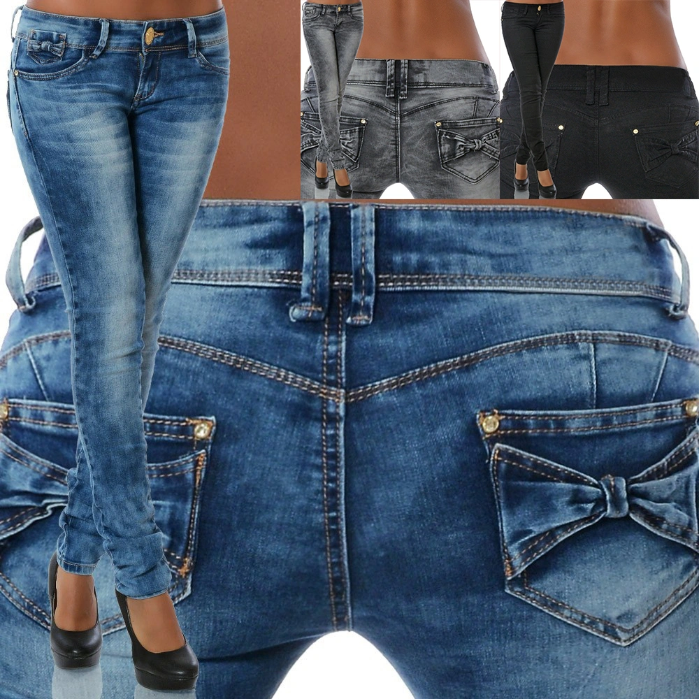 Women's Fashion Mid Waisted Washed Jeans Long Stretch Skinny Jeans Pants Ladies Casual Denim Pants Plus Size