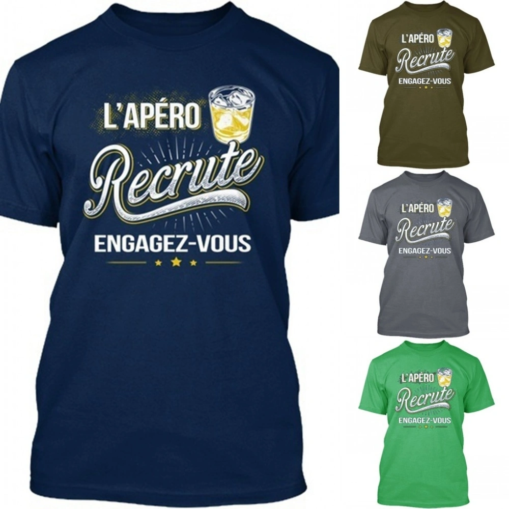 L Ap脡ro Recrute Engagez-vous - L'apero Standard Unisex T-Shirt Letter Printed Short Sleeves O Neck  Cotton  T Shirt Plus Size Tee  Shirt (S-5XL)