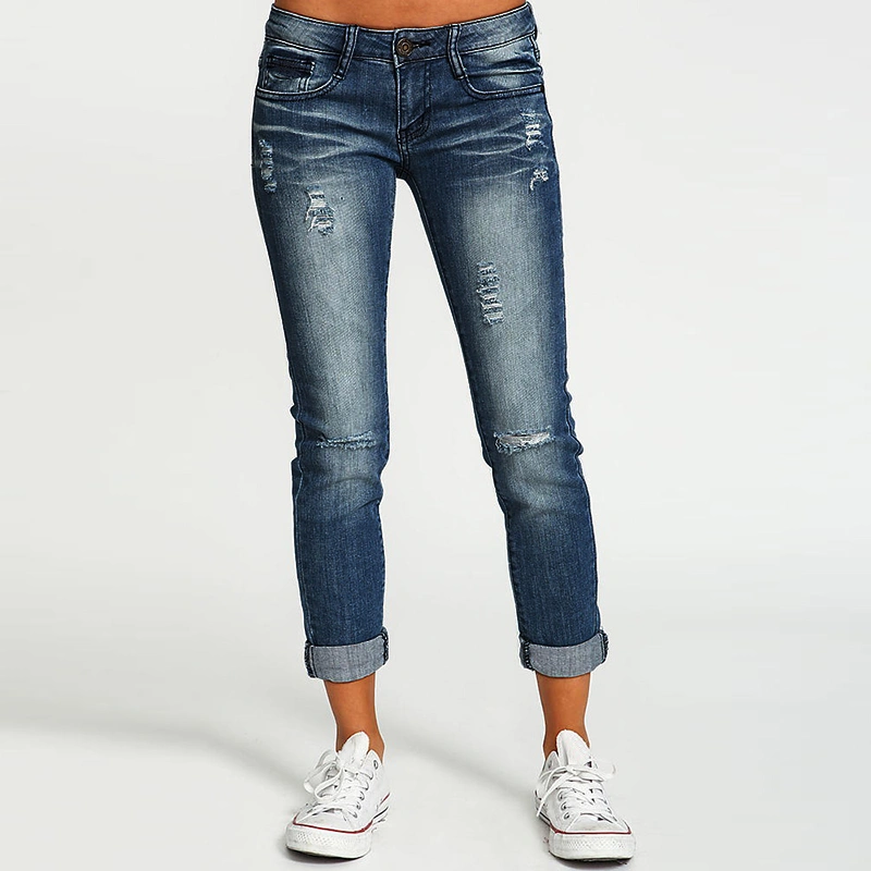 Women Washed Jeans Casual Pants Denim Trousers Plus Size S-3XL