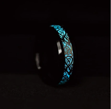 Light Dragon Pattern Star Sky Illusion Stainless Steel Ring