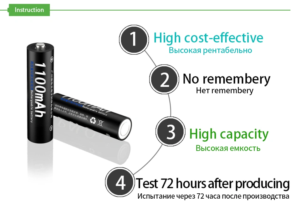 1100mAh AAA Rechargeable Battery 1.2V