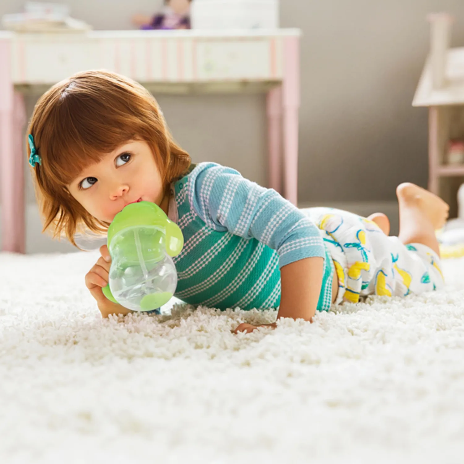 Munchkin® Any Angle™ Weighted Straw Trainer Cup with Click Lock™ Lid, 7 Ounce, Green