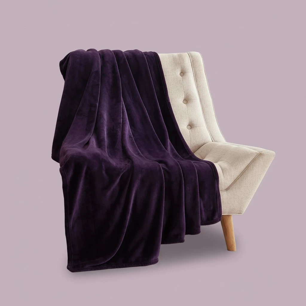 RYB HOME Purple Fleece Blanket Throw, Fluffy Flannel Lightweight Thermal Soft Bed Blankets for Couch Bed Sofa Ideal Gifts for Holiday Birthday, Purple, 50" x 60"